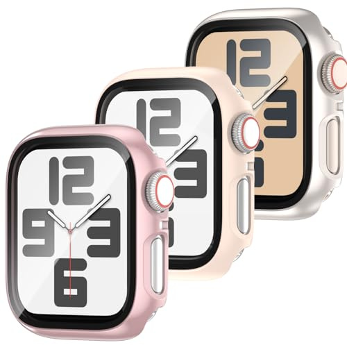 JDBLHM 40mm Case for Apple Watch SE 3(2025)/SE 2/SE/Series 6/5/4 with Tempered Glass Screen Protector,Slim Face Cover and Protective Bumper for iwatch 40 mm,3 Packs