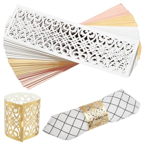 WADORN 90 Stück Serviettenringe Aus Papier In 3 Farben. Lasergeschnittene Serviettenringe Aus Hohlem Papier Vintage Serviettenhalterringe Aus Spitze Für Hochzeitsfeiern Erntedankfest Weihnachtsessen