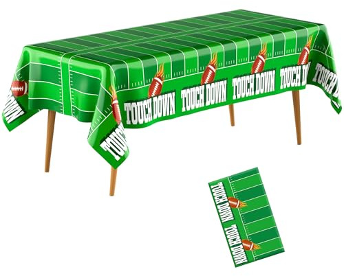 Football Tablecloth Football Party Decorations Football Table Cloth Disposable Plastic 1 Pack 54 X 108 Touchdown Table Cover for Football Birthday Supplies Superbowl Game Tailgate Party Decorations