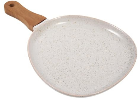 Amosfun Praktische Küche Tisch Platte Grau Keramik Crêpe Platte Mit Holzgriff Für Geschirr