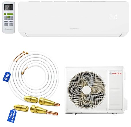 Hantech Split Klimaanlage 9000 BTU 2,6 kW mit Quick Connect Set – WLAN & 5 m Leitung – Klimagerät für Wohnung & Schlafzimmer, WIFI, App und Fernbedienung