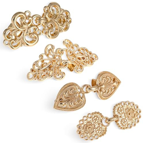 Dimeho Lot de 4 clips vintage pour pull/écharpe, châle, veste, robe, chemise, broche, pour femme, Métal