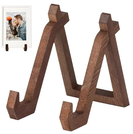 eModwey Porta Piatti da Esposizione in Legno, Porta Piatti da Esposizione in Legno Elegante - Cavalletto Multifunzionale per Foto, Libri e Opere d'Arte, Design Vintage, per Casa e Negozio, 15,2 cm