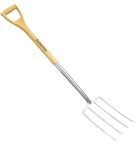 Eadwiella Garden Fork Heavy Duty, 43 Inch Garden Fork for Gardening, Pitch Fork , Gardening Fork 4 Tooth Stainless Steel Head with Ergonomic Wood Handles, Gardening Tools for Gardening Digging.