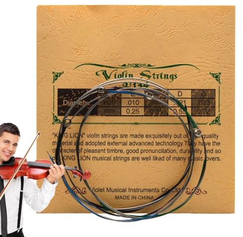 Komplett uppsättning violinsträngar, ersättningsviolinsträngar – violinsträngar, fylligt ljud, massiv stålkärna, handgjorda violinsträngar för alla nivåer