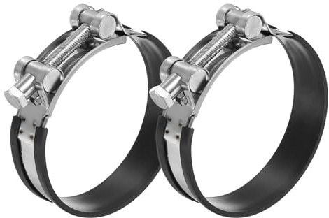 PATIKIL 98-103mm T-Bolt Hose Clamp, 2 Pack Rubber Cushioned Intake Intercooler Pipe Tube Clamps 304 Stainless Steel Radiator Hose Clamp for 3.86-4.06 Pipe