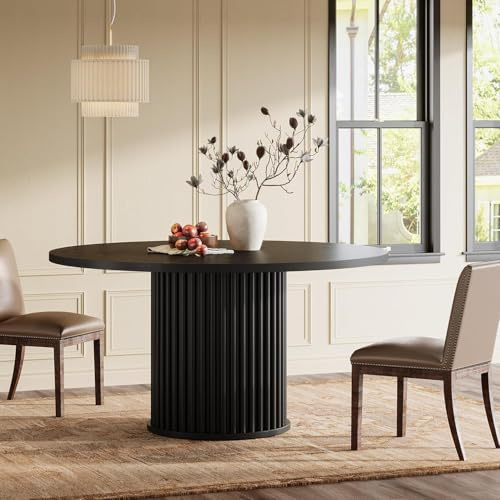 Tribesigns Esstisch Rund, 120cm Esstisch Schwarz für 4 Personen, Esszimmertisch Mit Stabilem Metallgestell, Moderne Esszimmermöbel