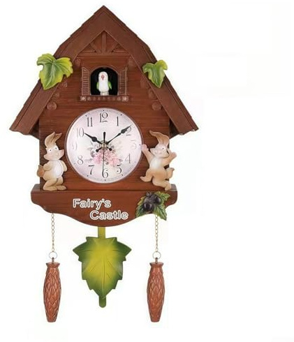 PETSTIBLE Sofisticado reloj de pared con péndulo de cuco para decorar hogares u oficinas con estilo (marrón)
