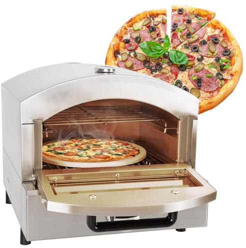 Four à pizza professionnel de comptoir, four à pizza électrique en acier inoxydable à une seule cuisinière de 30,5 cm, machine à pizza d'intérieur polyvalente pour restaurant, bretzels faits maison,