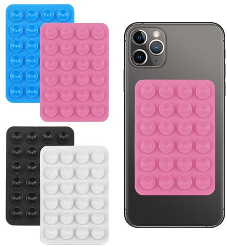 BOBOPACK Ventouse téléphone 4 pièces ventouse pour téléphone portable, ventouse en silicone, multifonctionnel ventouse pour téléphone auto-adhésif, support de téléphone antidérapant pour douche, vidéo