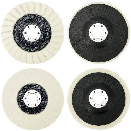 4 Pcs Round Wool Felt Polishing Disc, Ø 125 x 22 mm Angle Grinder Buffing Wheel Pad, Grinding Polishing Discs, Buffing Polishing Wheel, Dia Fine Polishing Pads, for Drill, Angle Grinder (2 Styles)