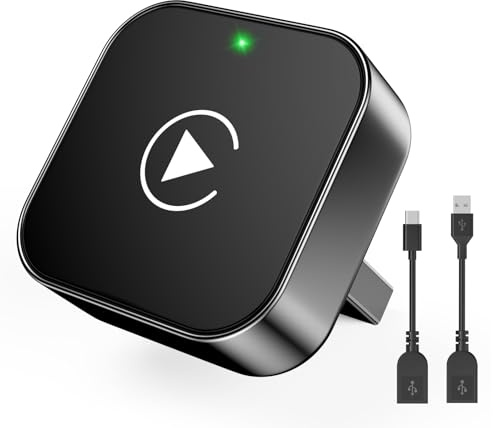Wireless CarPlay Adapter für iPhone, 2025 Upgraded von Wired CarPlay auf Wire-Less, Plug und Play, 2-in-1 Mini & Stabiler Apple Car Play Wireless Adapter Kompatibel mit iPhone iOS mit Wired Car Play