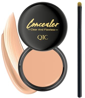 QIC Abdeckcreme Concealer, Hohe Deckkraft, Wasserfest & Langanhaltend, Natürliches Finish, Kaschiert Augenringe & Hautunreinheiten, Geeignet für Alle Hauttypen (151 Medium)