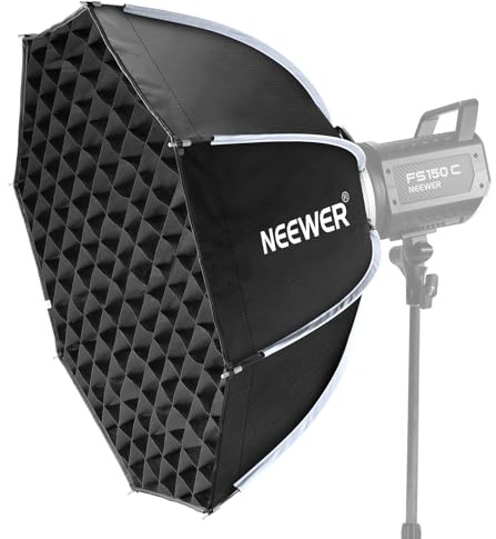 NEEWER Basics Octagonal Softbox Bowens Mount, 25.6 Quick Release Soft Box Lighting Set with Grid, Compatible with Aputure 150c Compatible with Godox SL60w, for FS300C FS150B HB80C CB200C Q6, NS63P