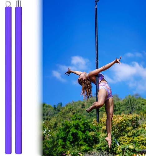 Minglez Barre de Pole Dance Barre de Pole Dance Professionnelle avec Sangle en Silicone, Barre de Pole Dance Portable pour la Maison, la Salle de Sport ou de Yoga(Purple)