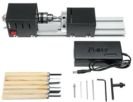 Mini Tour À Bois 200 W, Machine Perles, Travail Du, Bricolage, Polissage, Perceuse, Ensemble Avec Adaptateur, Fraise Découper, Et Petit et portable(Black)