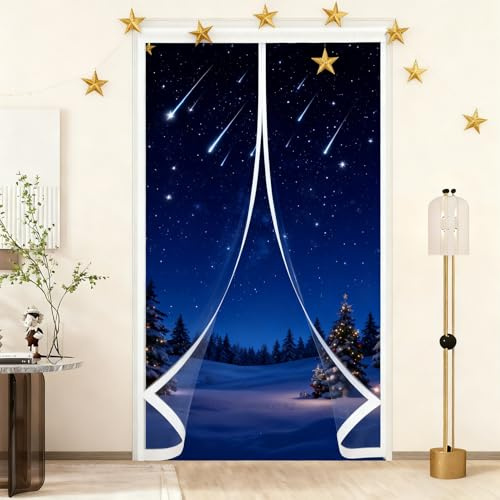Magnetic Thermal Door Curtain 100 x 125 cm Soundproofing, Thermal, Waterproof, Windproof, Blackout, Multi-Sized Magnetic Screen Door for Bedroom Kitchen, A