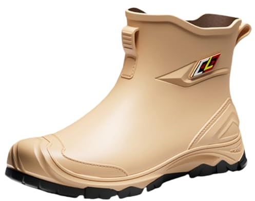 Botas para hombre – Botas de goma de PVC antideslizantes con plantilla acolchada – Zapatos de trabajo para pesca, jardinería y navegación, zapatos rojos para hombre, 42, amarillo, 44 EU