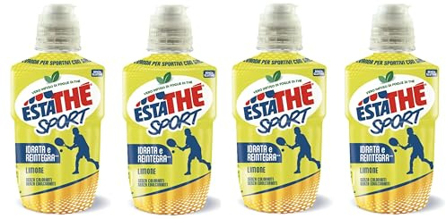 4 Confezioni da 250ml di Estathè Sport gusto Limone, con sali minerali, ideale per idratarsi e reintegrare durante l’attività fisica. Senza glutine, senza coloranti e senza edulcoranti