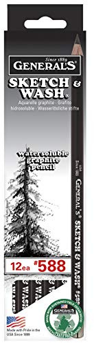 General Pencil 588GP Sketch and Wash Pencils,Graphite, 12-Pack