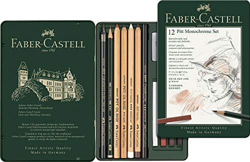Faber-Castell 112975 - Pitt Monochrome Set im Metalletui, klein, 12-teilig