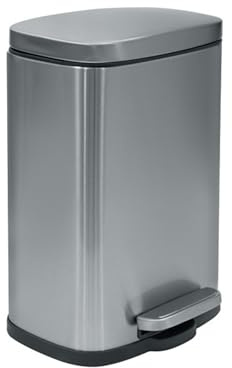Spirella - Cestino per Bagno a Pedale Modello Akira - Acciaio Inossidabile di Alta Qualità - Chiusura Silenziosa Easy-Close - Argento Satinato - 5L - Accessori per il bagno
