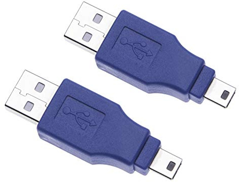 Keple 2 Piezas 2.0 USB Macho A USB Mini 5 Pin Adapter Tipo A Macho A Macho Mini B Conector Acoplador Conector Adaptador De Convertidor Corto para PC, Computadoras (Paquete De 2)