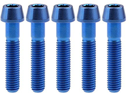Ruifu M8 x 15 20 25 30 35 40 45 50 mm Titan Gr5 Kegelkopfschrauben Schrauben Raster 1,25 mm DIN912 Ultraleicht 5 Stück (M8 x 40 mm, Blau)