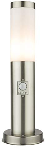 LED Standleuchte 45cm Pollerleuchte mit Bewegungsmelder und Dämmerungssensor Sensor u. Brenndauer einstellbar bis 7m Bewegungserkennung + Montagezubehör IP44 E27 230V warmweiß Modell: S10S