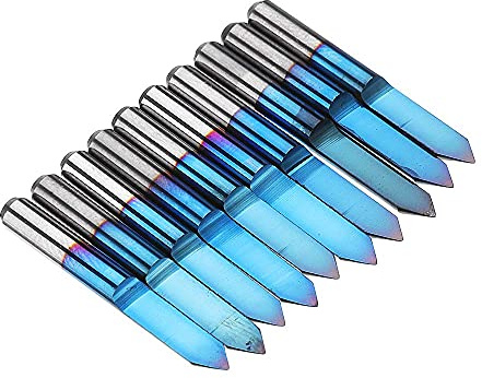 Tutoy 10Pcs 0.1/0.2/0.3/0.4Mm Broca de grabado de 60 grados Broca de grabado Pcb de fondo plano Herramienta de enrutador CNC de carburo recubierto de nano azul - 0.2Mm