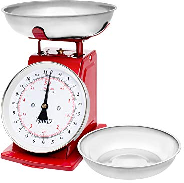 MARLIZ Balanza de Cocina - Báscula de cocina analógica con 2 cuencos (gramos y onzas) - Balanza de Cocina - Báscula de carne roja