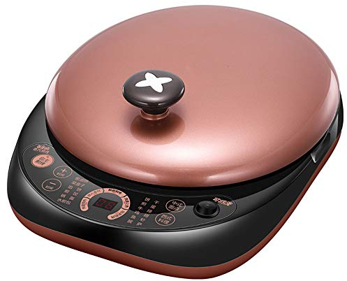 Xyanzi Bandeja para Hornear eléctrica 1500W, Panqueques de Calentamiento de Doble Cara, Crepe eléctrica para Crepes, extraíble y fácil de Limpiar, café Dorado