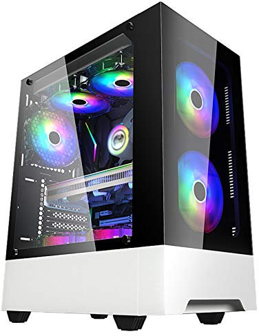 ZXCVBNAS Boîtier PC Gaming - Port USB3.0 - Gestion des câbles de Panneau latéral en Verre trempé - Soyez Calme Eau-Refroidissement à l'eau - Éclairage RVB intégré à l'eau