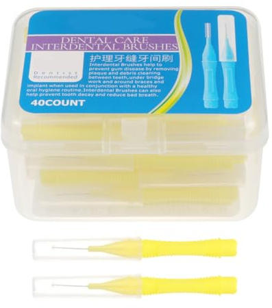 Healifty - Set di 40 plettri interdentali dentali, per pulizia interdentale, 0,4 mm, colore: Giallo