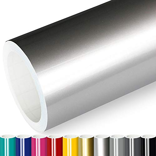 Actinium® Klebefolie 6€/m² Silber Glanz | 5m x 0,63m selbstklebende Folie glänzend | Möbelfolie selbstklebend Küchenfolie Plotterfolie