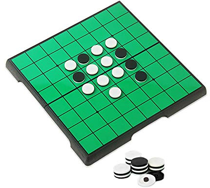 KOKOSUN Reversi Schach, Reversi Spiele, 20×20cm Brett-Strategiespiel, Schwarz-Weißes Schach, Magnetisch Faltbares Schachbrett Bequeme Aufbewahrung (Reversi)