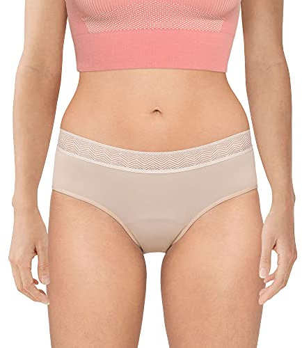 SELENACARE Perioden Unterwäsche Hipster - Menstruationsunterwäsche für Damen, waschbar, 100% vegan, 25ml Flüssigkeitsaufnahme, beige, Größe M (EU 36/38)