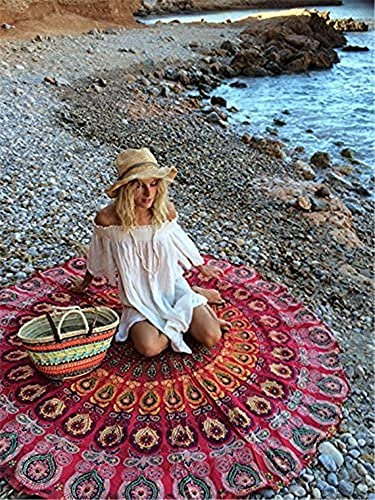 GIVBRO Tapisserie de plage ronde Bohème Couverture de plage Cercle/Coton indien Grande nappe ronde Décor Tapis de yoga