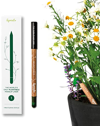 Sprout Wasserfester Eyeliner Schwarz zum Einpflanzen mit Vegane Rezeptur | Weicher Kohl-Eyeliner mit veganer Formel und Wildblumensamen, nachhaltiges Make-up-Geschenk, ideal für Alltag und Reisen
