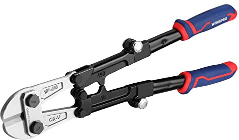 WORKPRO 18-Inch Foldable Bolt Cutter, Tri-Material Handle with Comfort Grip, Chrome Vanadium Steel Blade, for Rods, Bolts, Rivets, Wires, Cables and Chains