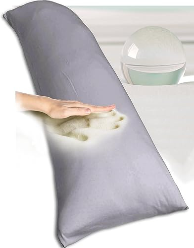 Traumreiter Seitenschläferkissen mit Bezug Baumwolle, orthopädisches Memory Foam Kissen Visco für Seitenschläfer, ca. 140x40 langes Lagerungskissen Erwachsene Side Sleeper Body Pillow (Blei Grau)