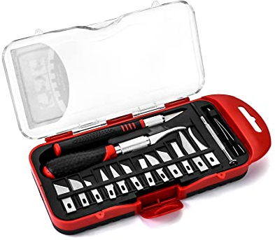 QWORK® 19 Stücke Skalpell Set, Bastelmesser, Sculpting Messer, Zum Trimmen, Schnitzen, Modellieren, Scrapbooking, Skulptur