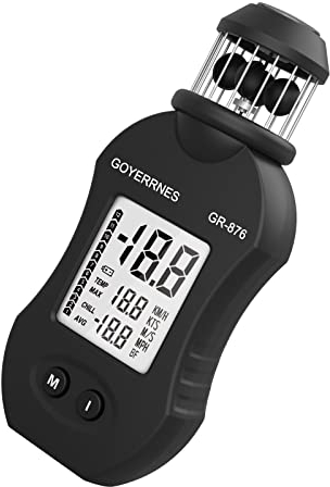 Digital Anemometer GR-876 Handheld Wind Speed Meter 0.7~42m/s Pocket Anemometer Air Speed Meter with Compass for Measuring Wind Speed Support tripod screw, data retention, backlight