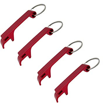 Gadgetime USA Beer Cap Opener 4 piece set, Beer Bottle Opener, Bottle Cap Opener For Beer, Soda, Cans (Red)