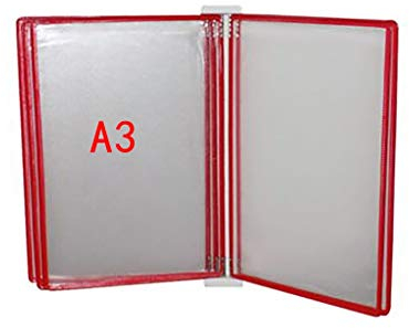 WEROFY An der Wand befestigter Aktenhalter, hängender Wandaktenorganisator, Dokumentenhalter A3 mit 5 Feldern und 10 Taschen (PVC + Metall) 45 * 32 * 4,5 cm (Farbe: B) (Color : E)