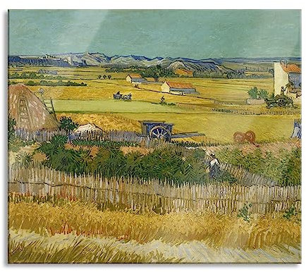 Vincent Van Gogh - Die Ernte Herdabdeckplatte & Spritzschutz aus Echtglas | Für Herd-Kochfelder | 60x52 cm
