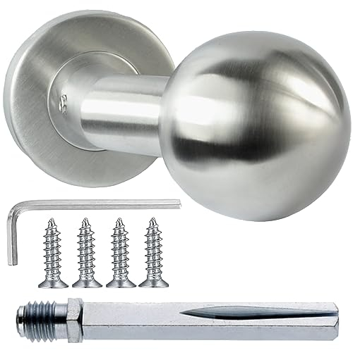 ALSTEN TECH Pomello Rotondo per Porta d'Ingresso, Interno ed Esterno - Acciaio Inox, 53 x 53 mm - Non Girevole, per Balcone e Mobili