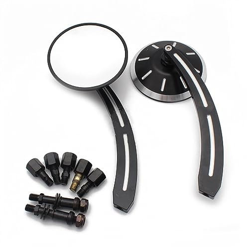Lenkerendenspiegel 1set Motorrad Schwarz Aluminium Runde Rückansicht Seiten Spiegel + 8/10mm Schrauben Für Motorradspiegel