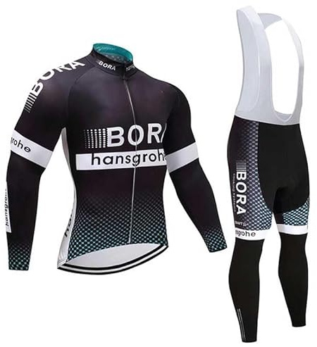 louizumify Herren Radfahren Lange Ärmel Anzug mit 3 Tasche und 4D gepolsterte Hose Stretch hohe Leistung Baumwolle