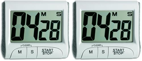 TFA Dostmann Eieruhr Timer digital, 38.2021.02, magnetische Küchenuhr, Hausaufgabentimer, Zubehör Kurzzeitwecker, Sporttimer, bis 99 Min 59 Sek, mit Memory-Funktion, klein und handlich, weiß